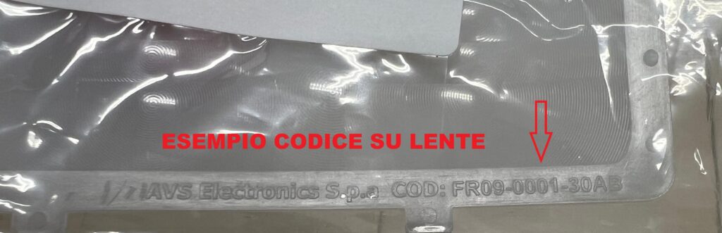 Esempio posizione codice lente AVS